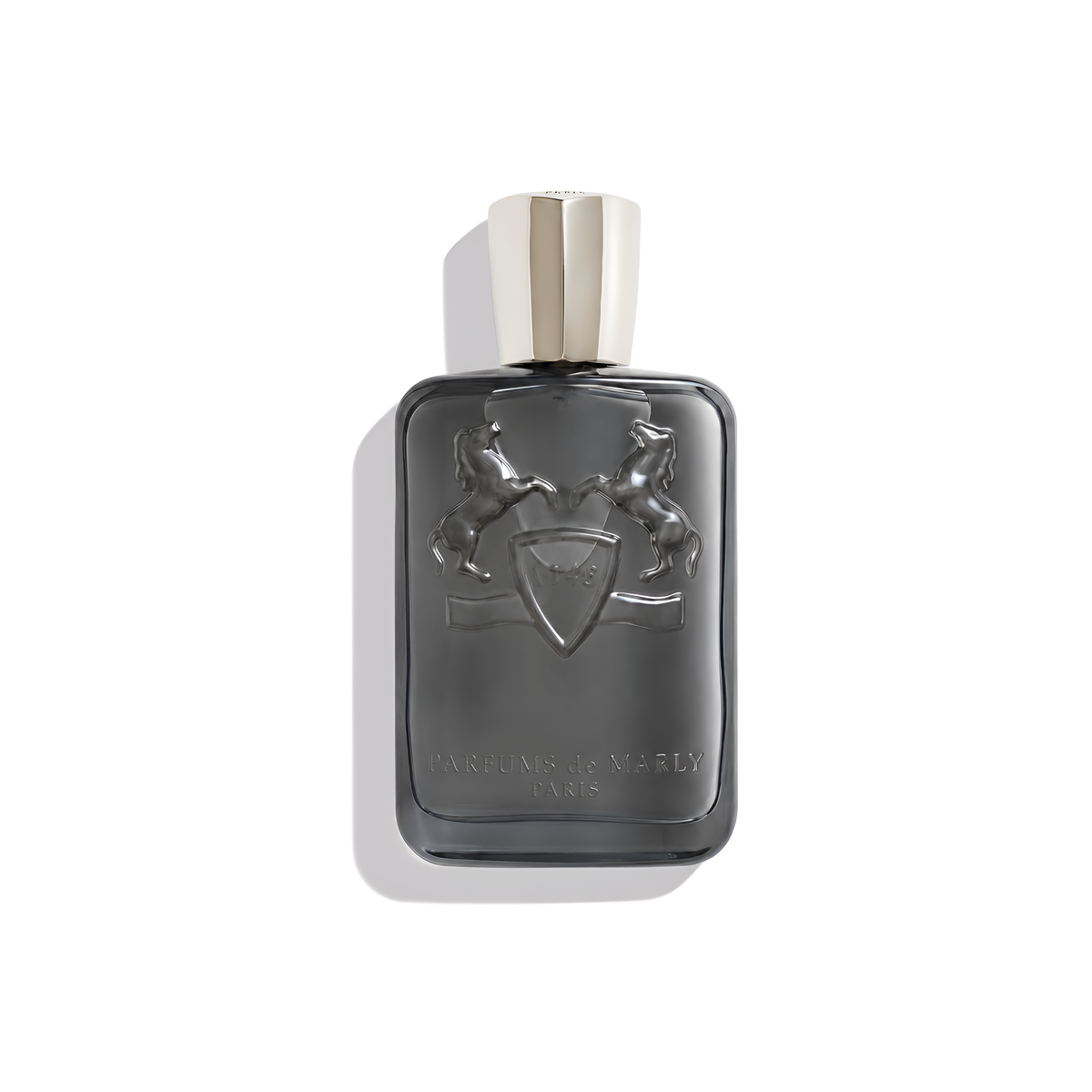 Bottle of Parfums de Marly Castley EDP fragrance on a white background with soft shadow