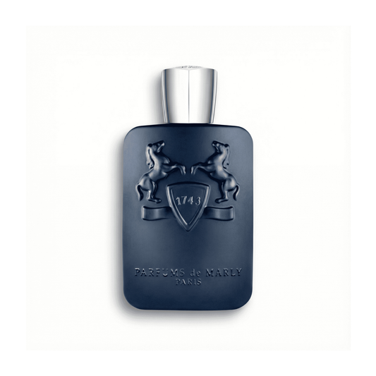 Bottle of Parfums de Marly Layton EDP fragrance on a white background with soft shadow