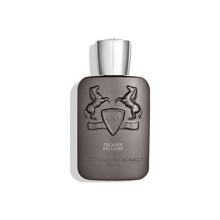 Bottle of Parfums de Marly Pegasus Exclusif EDP fragrance on a white background with soft shadow