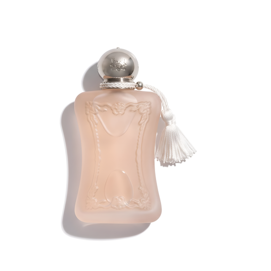 Bottle of Parfums de Marly Valaya EDP fragrance on a white background with soft shadow