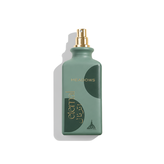 Bottle of Paris Corner Eternal Meadows EDP fragrance on a white background with soft shadow