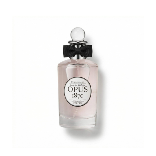 Bottle of Penhaligon's Opus 1870 EDT fragrance on a white background with soft shadow