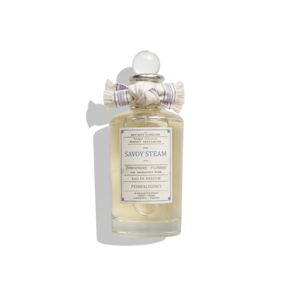 Bottle of Penhaligon's Savoy Steam EDP fragrance on a white background with soft shadow