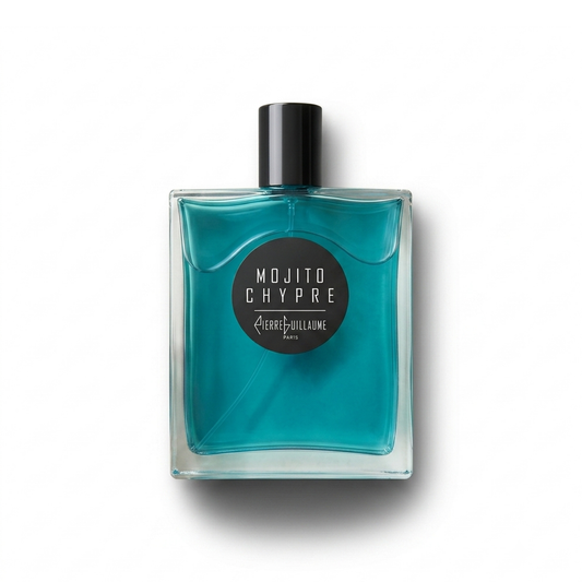 Bottle of Pierre Guillaume Mojito Chypre EDP fragrance on a white background with soft shadow
