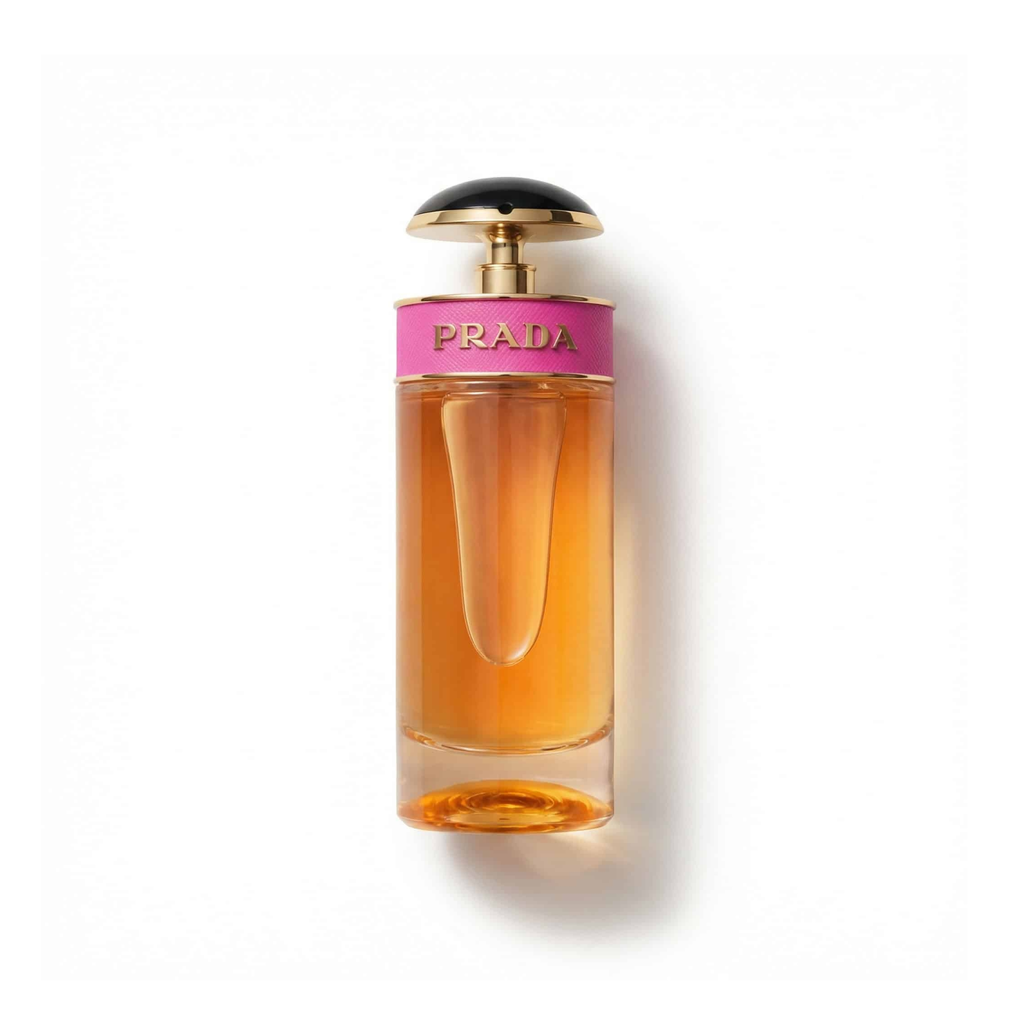 Bottle of Prada Candy EDP fragrance on a white background with soft shadow