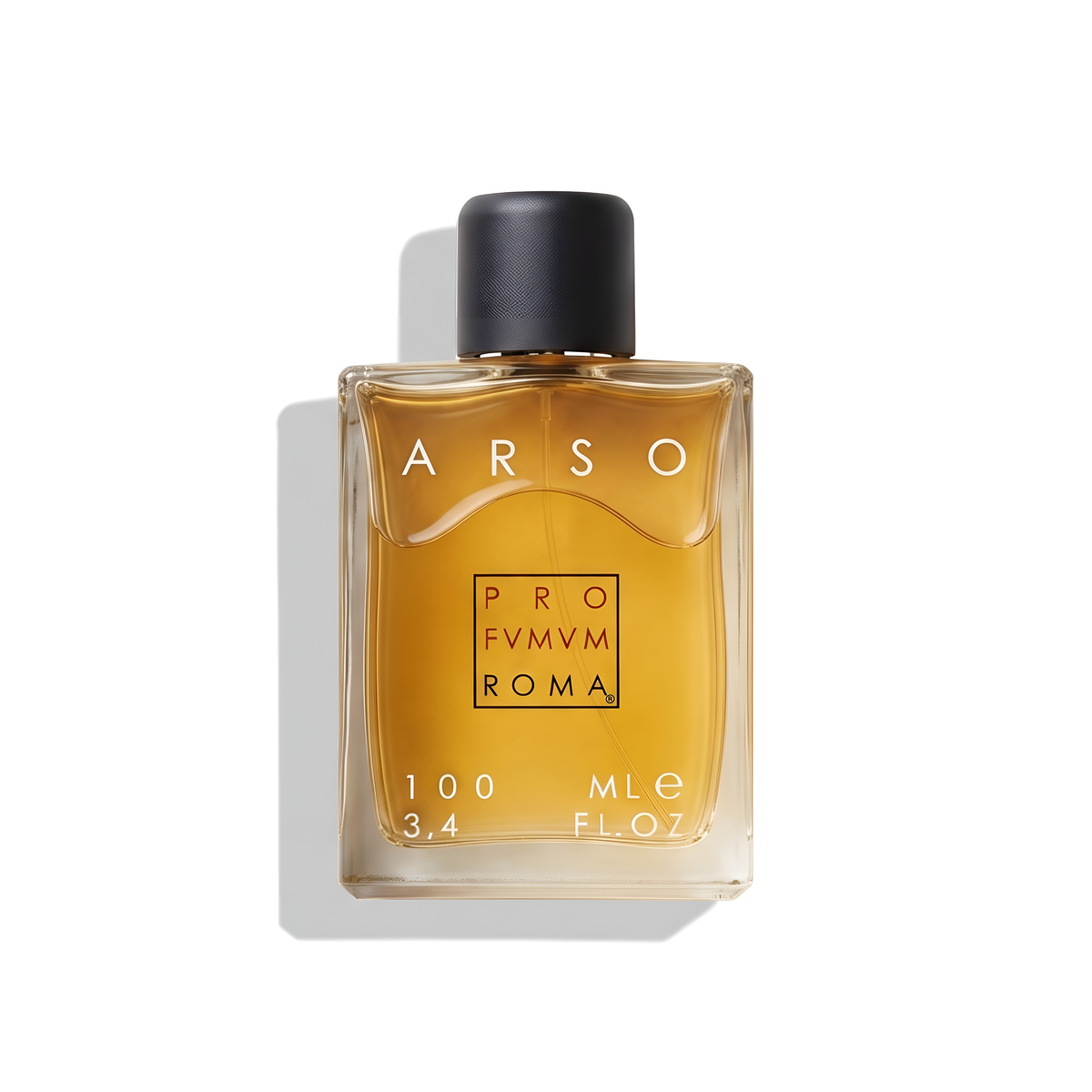Bottle of Profumum Roma Arso EDP fragrance on a white background with soft shadow