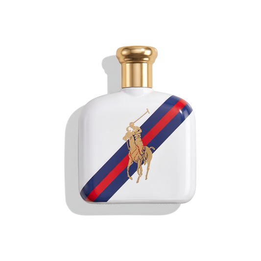 Bottle of Ralph Lauren Polo Blue Sport EDT fragrance on a white background with soft shadow