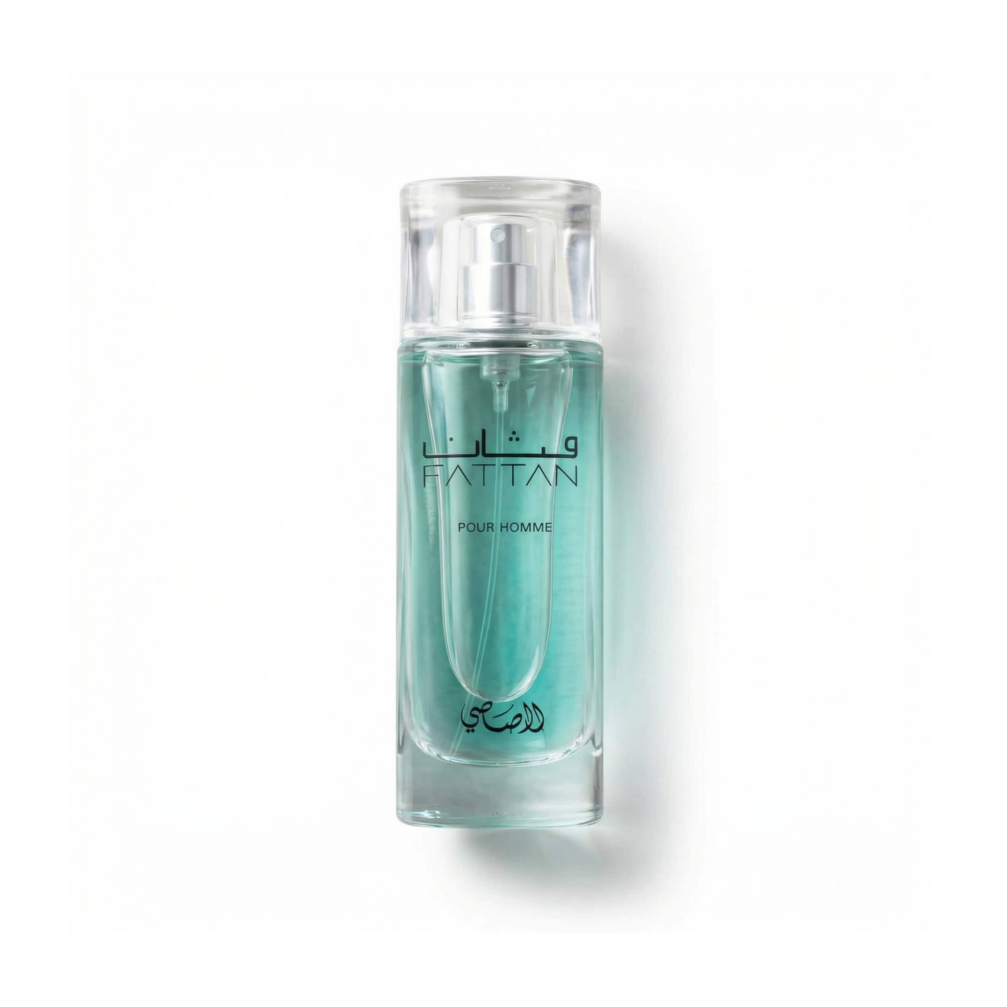 Bottle of Rasasi Fattan EDP fragrance on a white background with soft shadow