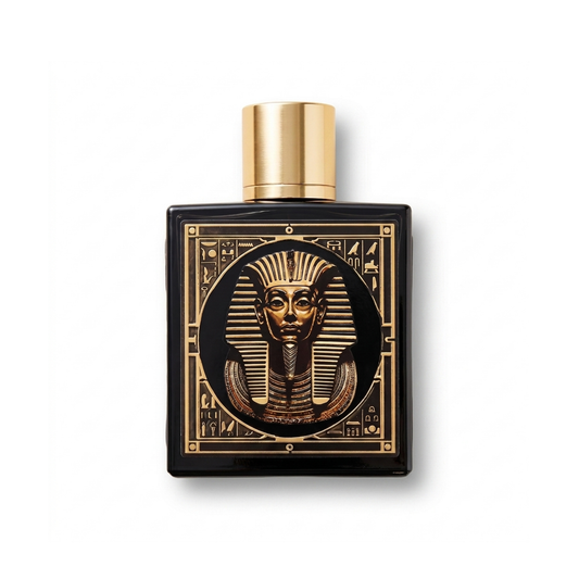 Bottle of Rayhaan Pharaoh EDP fragrance on a white background with soft shadow