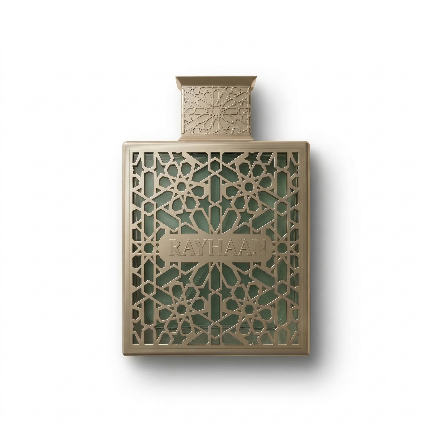 Bottle of Rayhaan Terra EDP fragrance on a white background with soft shadow