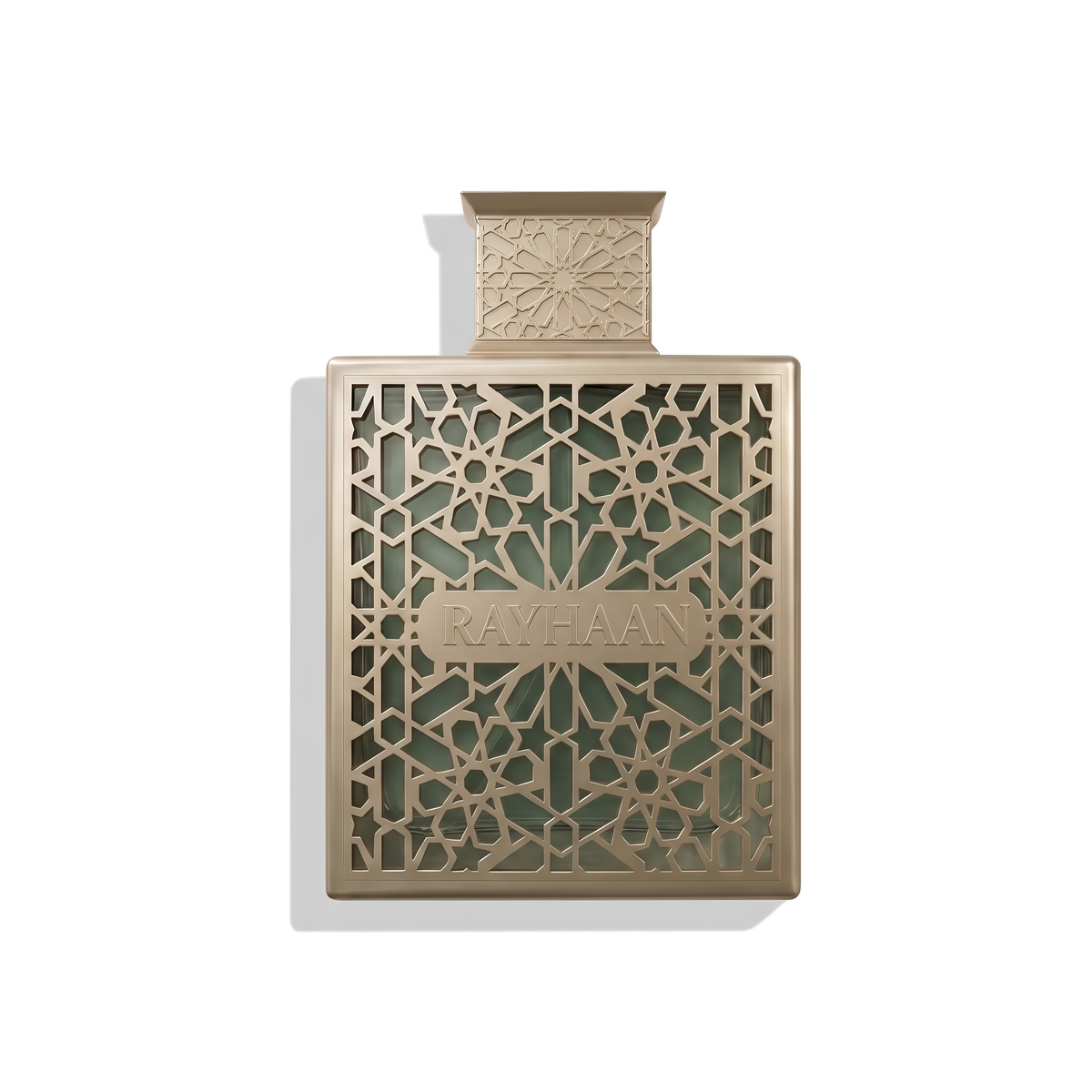 Bottle of Rayhaan Terra EDP fragrance on a white background with soft shadow