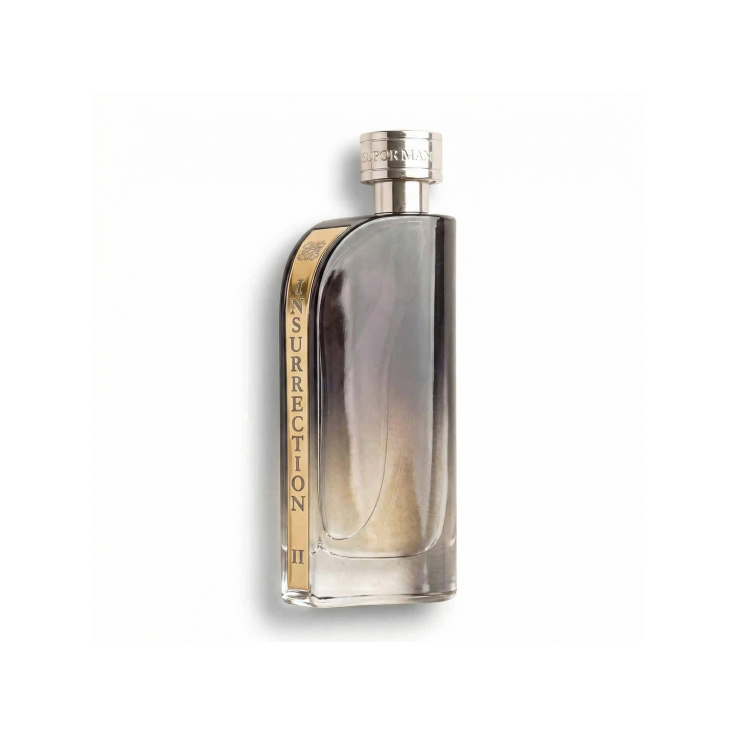 Bottle of Reyane Insurrection II Wild EDT fragrance on a white background with soft shadow