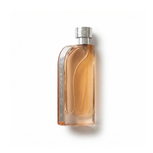 Bottle of Reyane Insurrection ll Emperor EDP fragrance on a white background with soft shadow