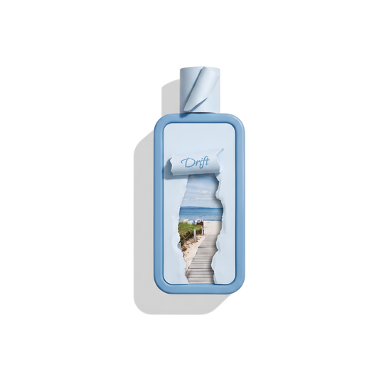 Bottle of Riffs Seasons Drift EDP fragrance on a white background with soft shadow