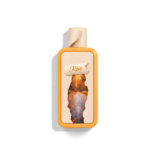 Bottle of Riffs Seasons Rise EDP fragrance on a white background with soft shadow