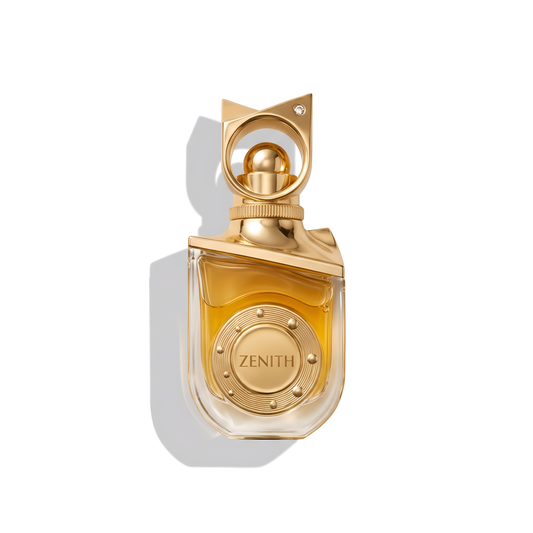 Bottle of Riffs Zenith Extrait fragrance on a white background with soft shadow