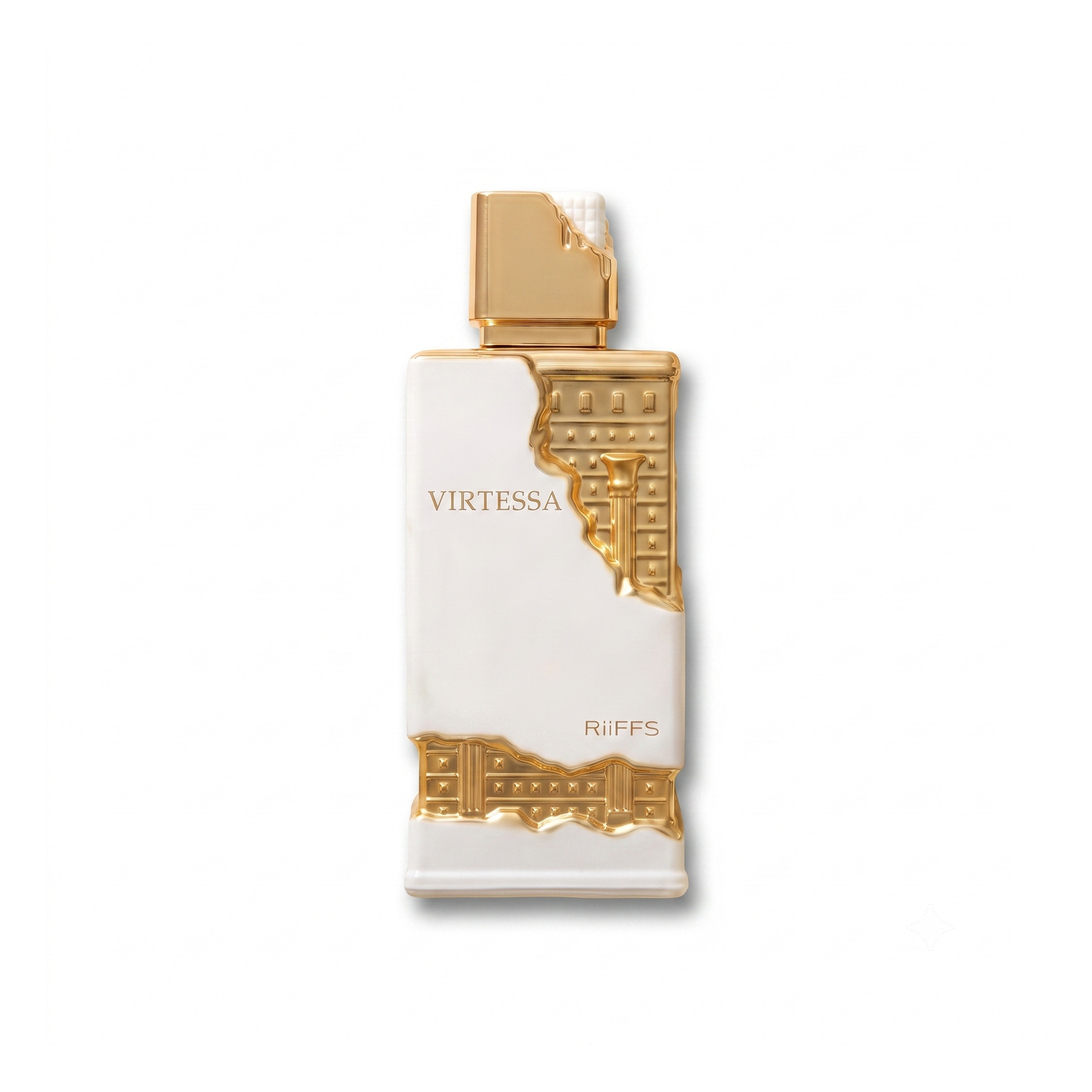 Bottle of Riiffs Virtessa EDP fragrance on a white background with soft shadow