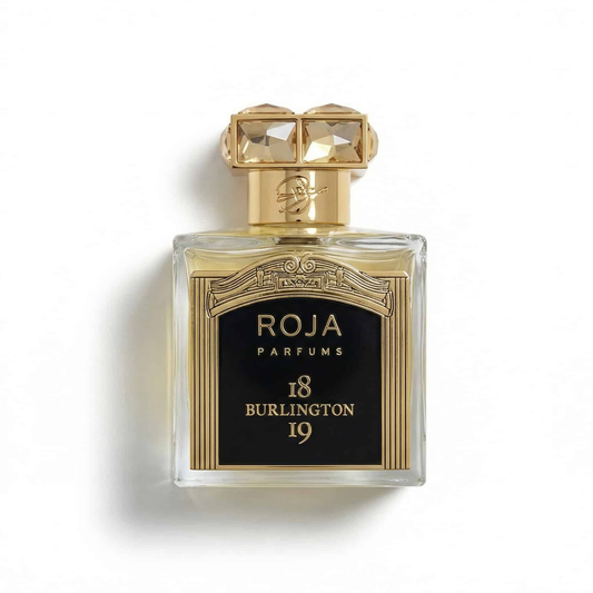 Bottle of Roja Parfums Burlington 1819 EDP fragrance on a white background with soft shadow