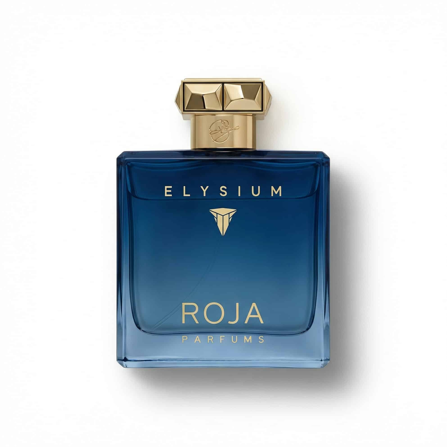 Bottle of Roja Parfums Elysium Pour Homme Parfum Cologne fragrance on a white background with soft shadow