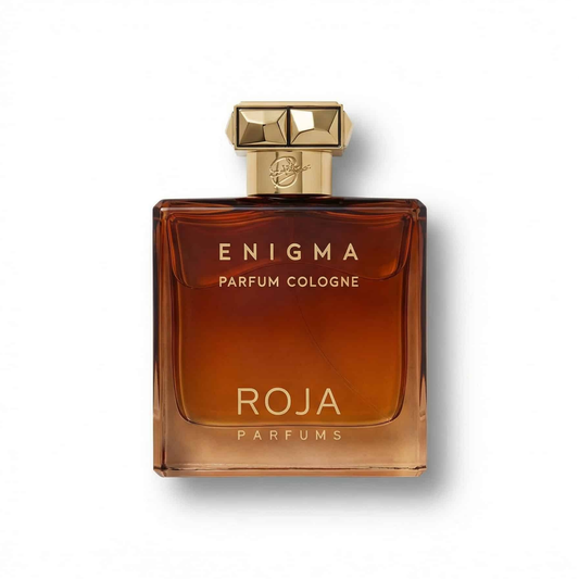 Bottle of Roja Parfums Enigma Pour Homme Parfum Cologne Parfum fragrance on a white background with soft shadow