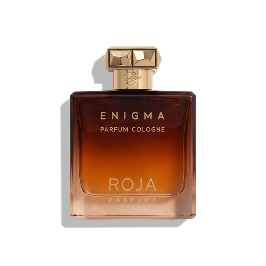 Bottle of Roja Parfums Enigma Pour Homme Parfum Cologne fragrance on a white background with soft shadow