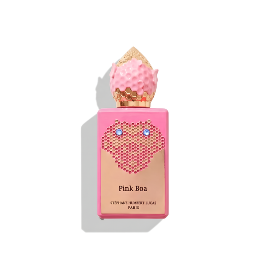 Bottle of SHL 777 Pink Boa EDP fragrance on a white background with soft shadow
