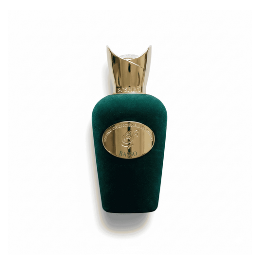 Bottle of Sospiro Basso EDP fragrance on a white background with soft shadow