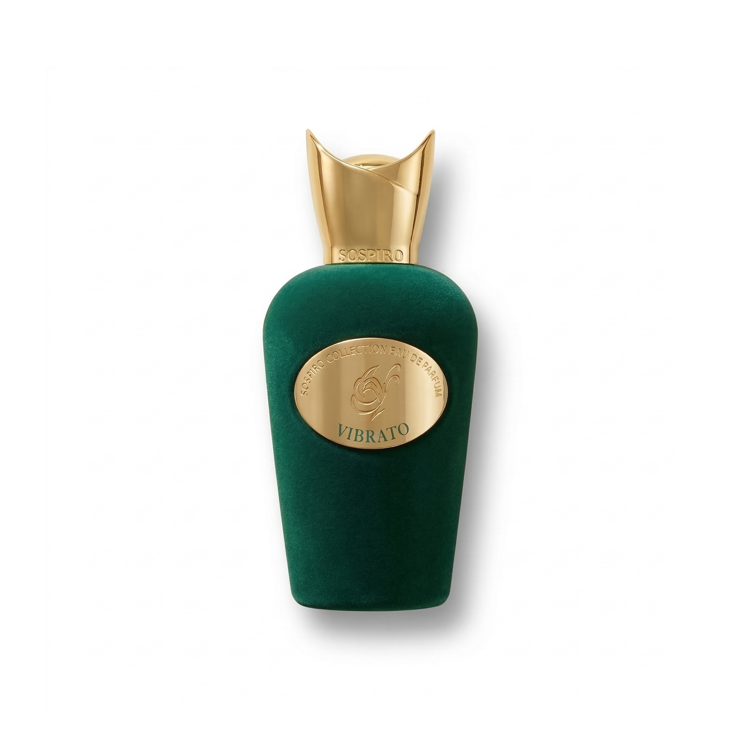 Bottle of Sospiro Vibrato EDP fragrance on a white background with soft shadow
