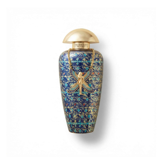 Bottle of The Merchant of Venice Queen of The Night EDP fragrance on a white background with soft shadow