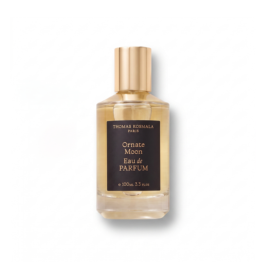 Bottle of Thomas Kosmala Ornate Moon EDP fragrance on a white background with soft shadow
