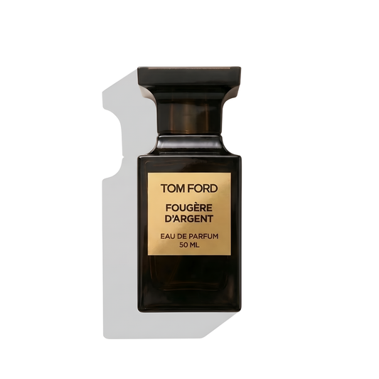 Bottle of Tom Ford Fougere d'Argent EDP fragrance on a white background with soft shadow