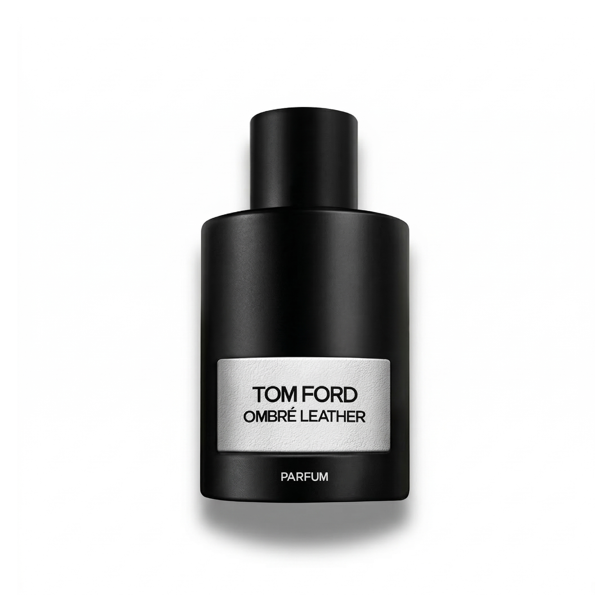 Bottle of Tom Ford Ombre Leather Parfum Parfum fragrance on a white background with soft shadow