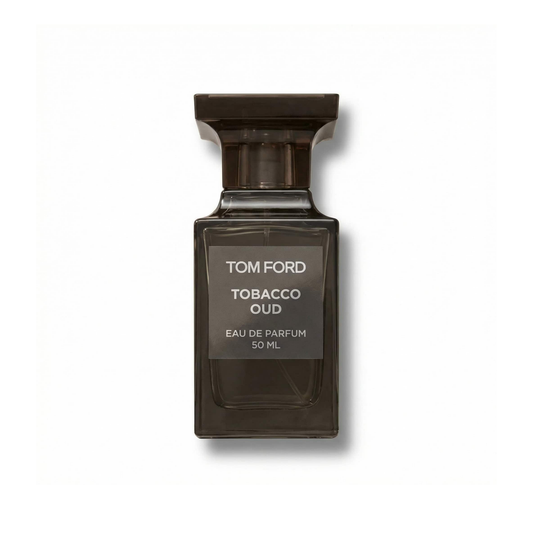 Bottle of Tom Ford Tobacco Oud EDP fragrance on a white background with soft shadow