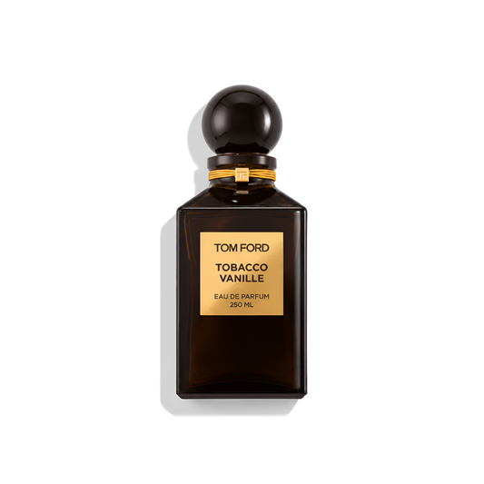 Bottle of Tom Ford Tobacco Vanille EDP fragrance on a white background with soft shadow