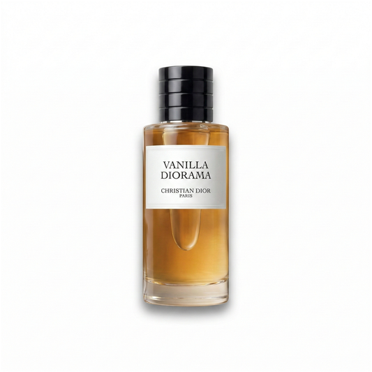 Bottle of Vanilla dioroma EDP fragrance on a white background with soft shadow