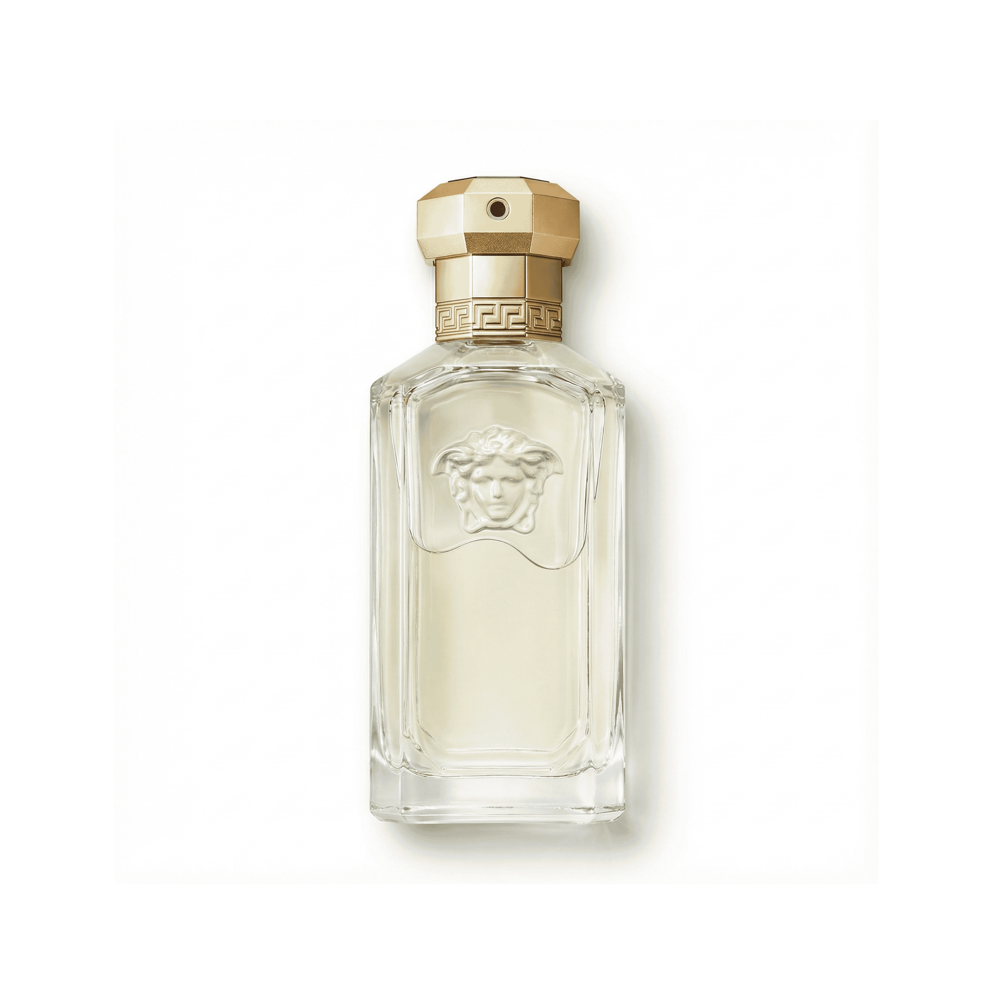 Bottle of Versace The Dreamer EDT fragrance on a white background with soft shadow