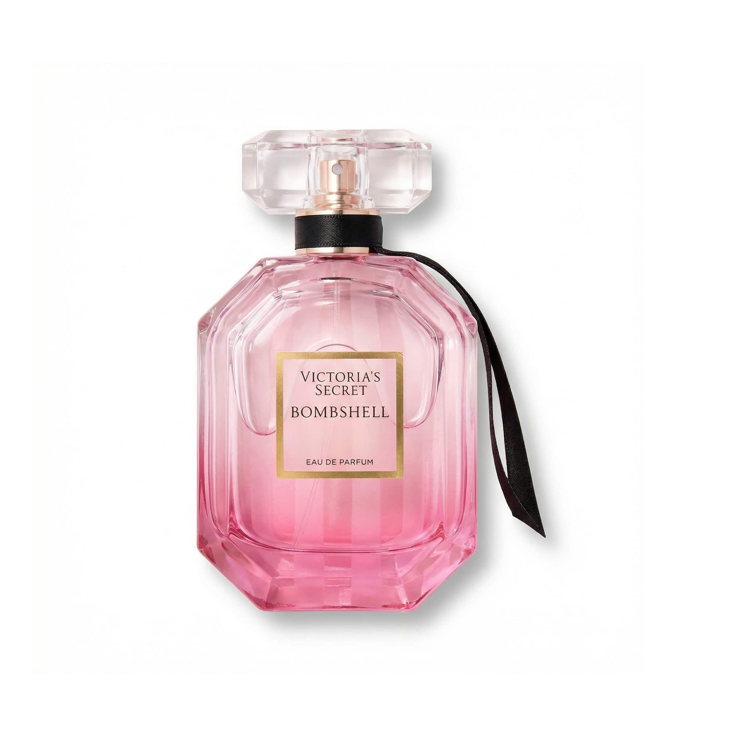 Bottle of Victoria's Secret Bombshell EDP fragrance on a white background with soft shadow