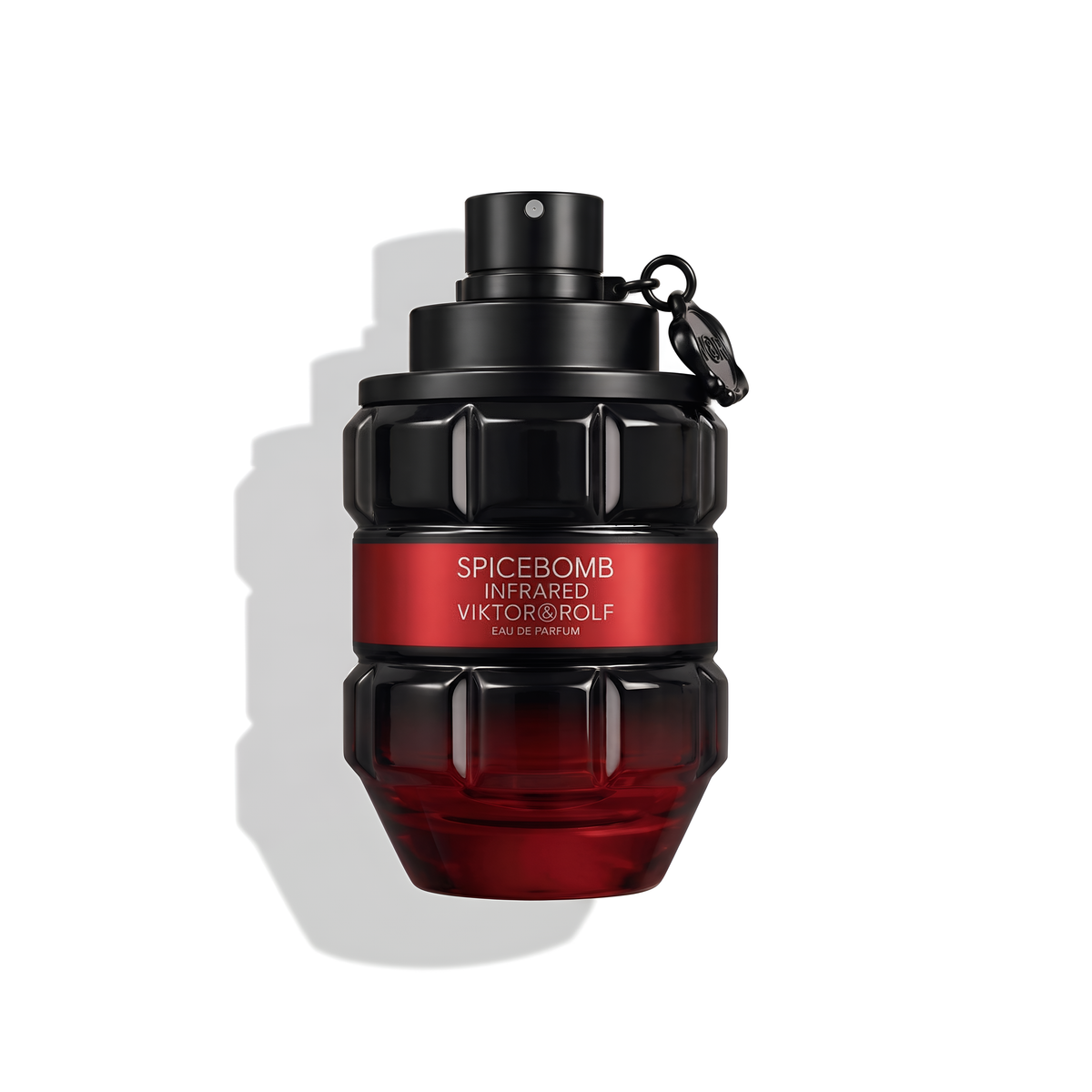 Bottle of Viktor&Rolf Spicebomb Infrared EDP fragrance on a white background with soft shadow