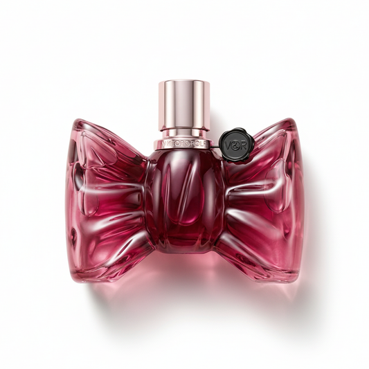 Bottle of Viktor&Rolf Flowerbomb Bonbon EDP fragrance on a white background with soft shadow