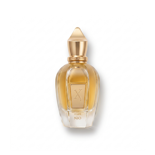 Bottle of Xerjoff Nio EDP fragrance on a white background with soft shadow