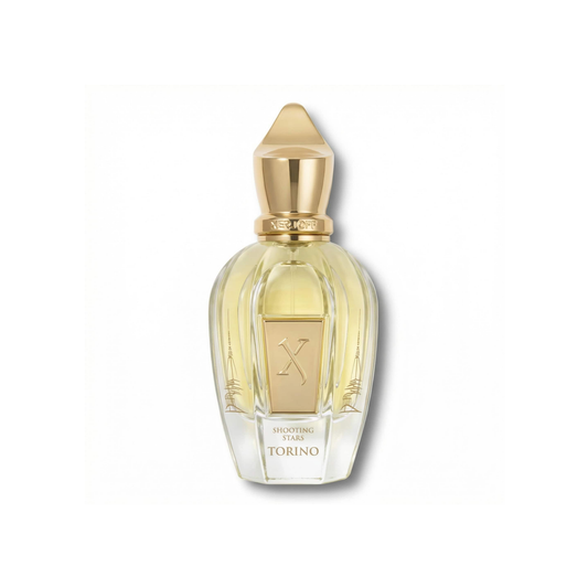Bottle of Xerjoff Torino EDP fragrance on a white background with soft shadow
