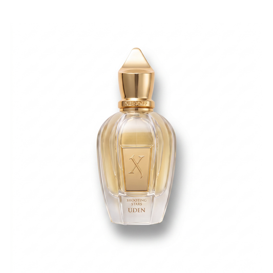 Bottle of Xerjoff Uden EDP fragrance on a white background with soft shadow