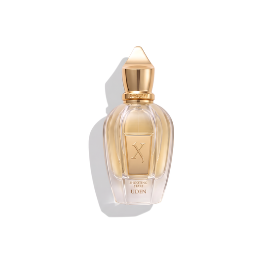 Bottle of Xerjoff Uden EDP fragrance on a white background with soft shadow