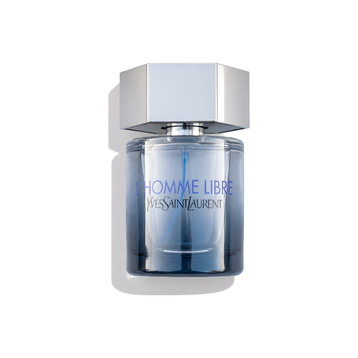 Bottle of YSL L'Homme Libre (Batch 2015) EDT fragrance on a white background with soft shadow