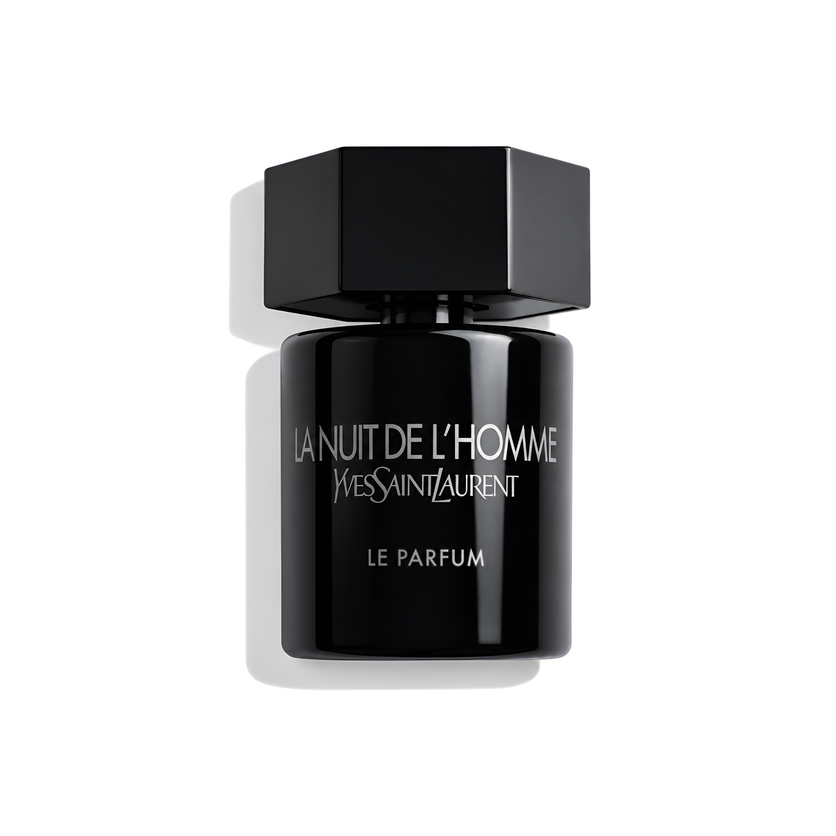 Bottle of YSL La Nuit de l’Homme Le Parfum (Batch 2013) fragrance on a white background with soft shadow