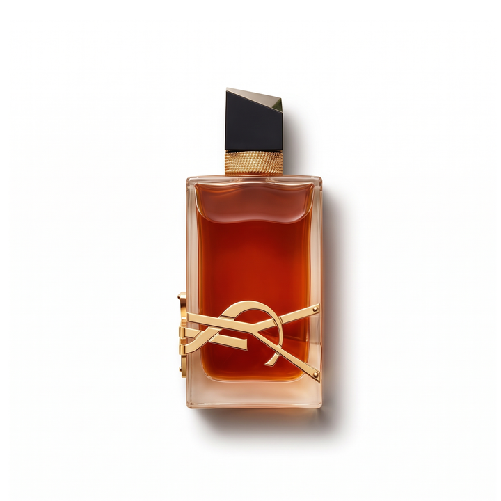 Bottle of YSL Libre Le Parfum fragrance on a white background with soft shadow
