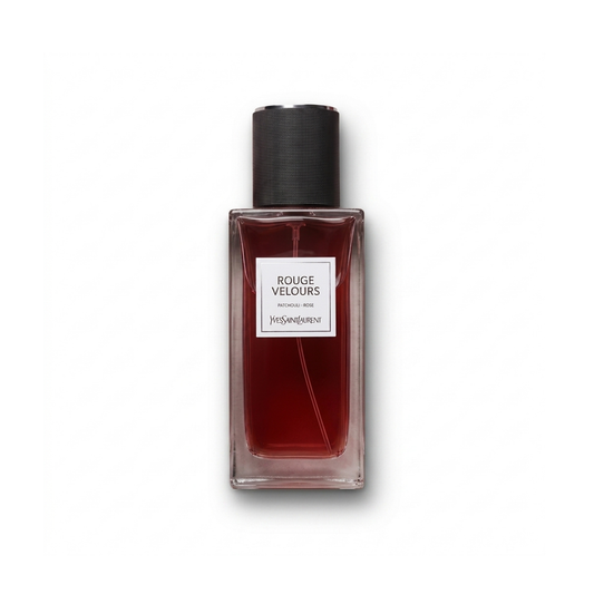 Bottle of YSL Velours Flamboyant Rose EDP fragrance on a white background with soft shadow