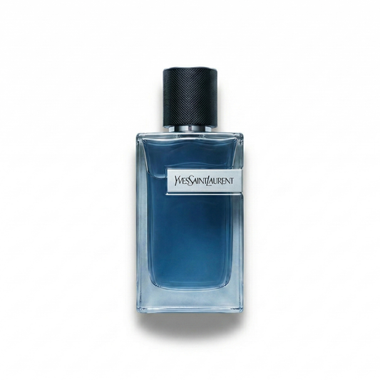 Bottle of YSL Y Iced Cologne fragrance on a white background with soft shadow