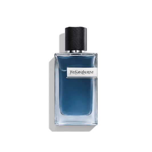 Bottle of YSL Y Iced Cologne fragrance on a white background with soft shadow