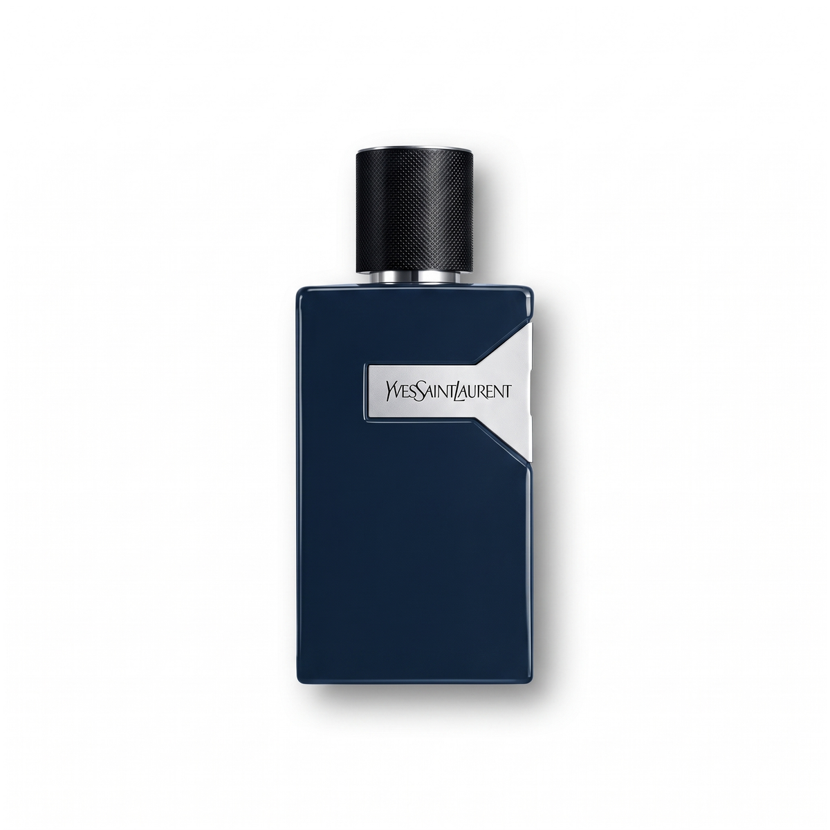 Bottle of YSL Y Le Parfum fragrance on a white background with soft shadow